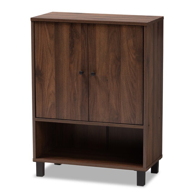 Rossin Modern and Contemporary Walnut Brown Finished 2-Door Wood Entryway Shoe Storage Cabinet, WALNUT, alternate image number 2