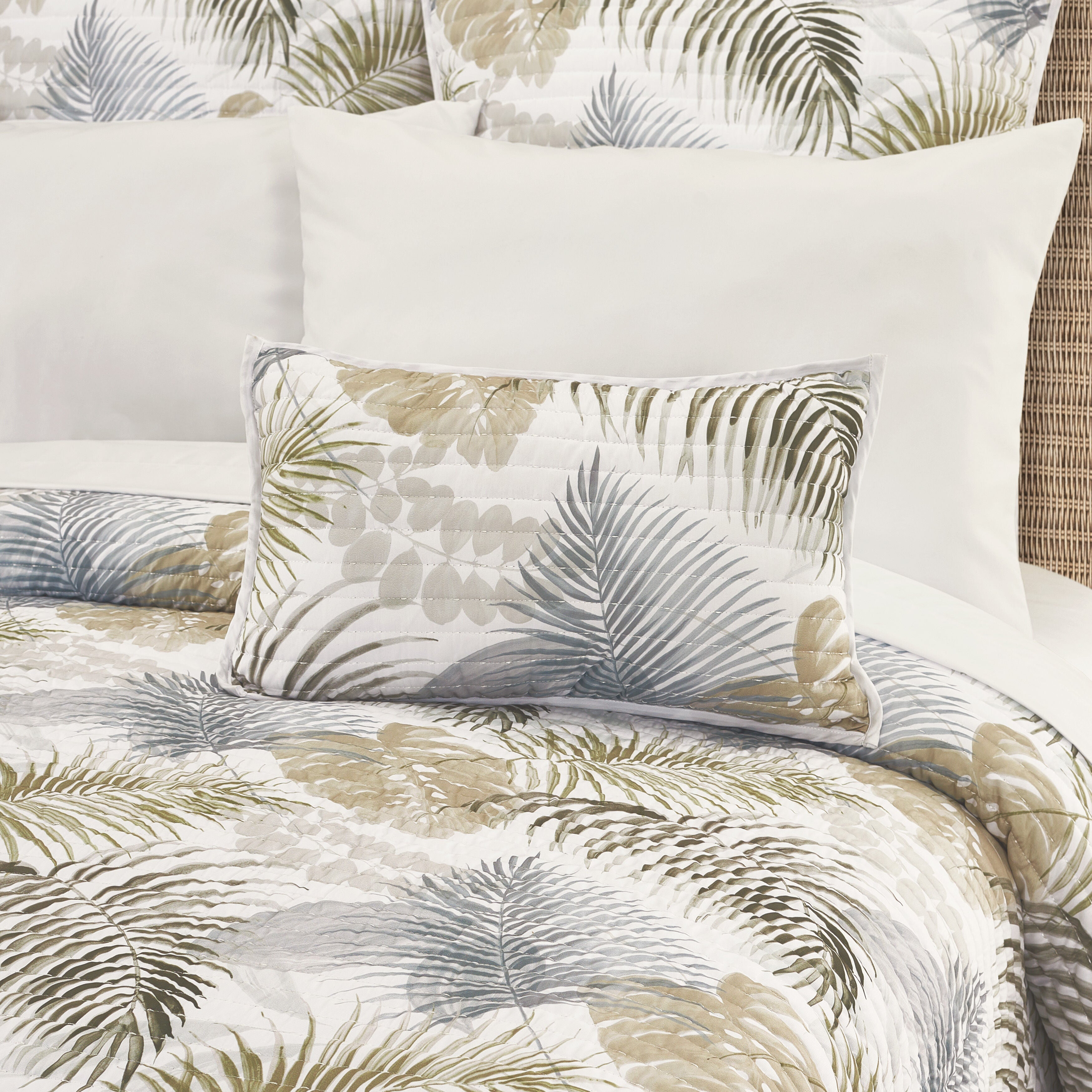 Hatteras Quilt Quilted Boudoir Decorative Throw Pillow, NATURAL, hi-res image number 0