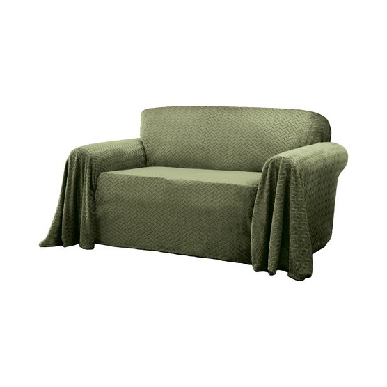 Mason Cable Knit Furniture Throw Chair Slipcover, GREEN, hi-res image number null