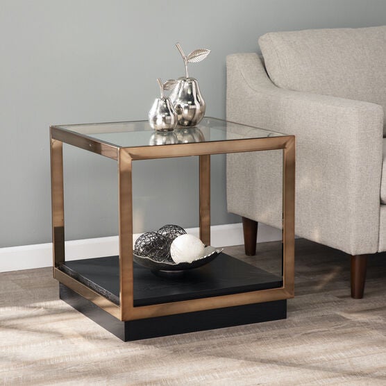 Lexina Glass-Top End Table, CHAMPAGNE, hi-res image number null