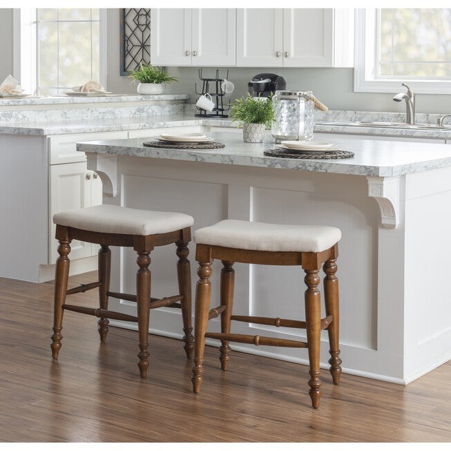 Marino Antique Walnut Counter Stool Backless Stools, , alternate image number null
