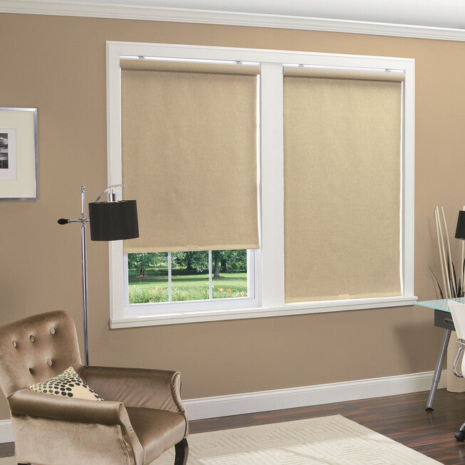 Cordless Linen Look Thermal Fabric Roller Shade, NATURAL, hi-res image number null