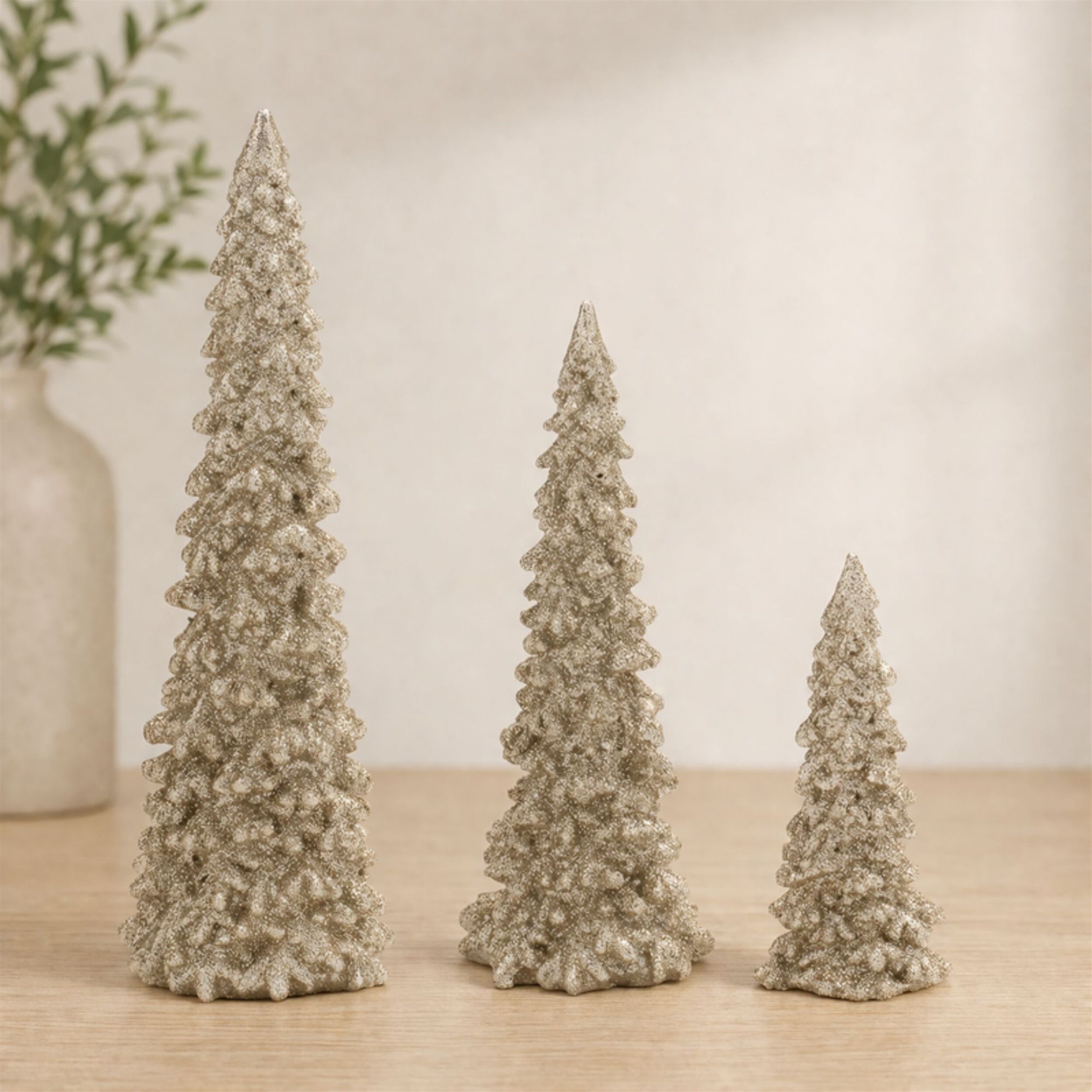 Glittered Pine Tree (Set of 3), GOLD, alternate image number 2