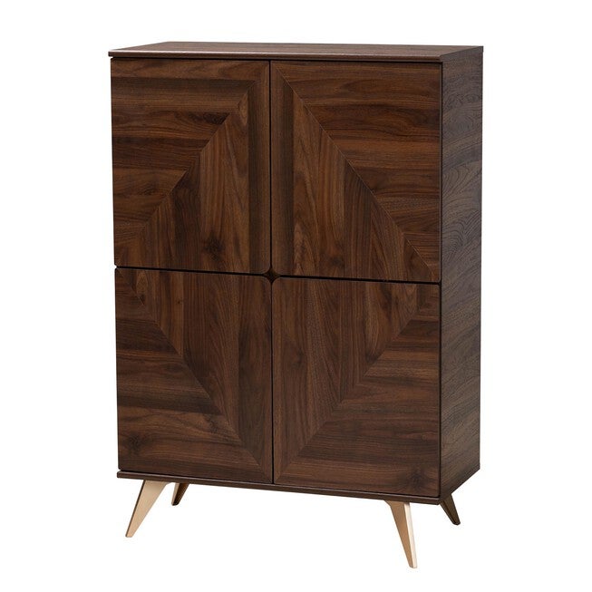 Graceland Mid-Century Modern Transitional Walnut Brown Finished Wood Shoe Cabinet, WALNUT BROWN, hi-res image number 0