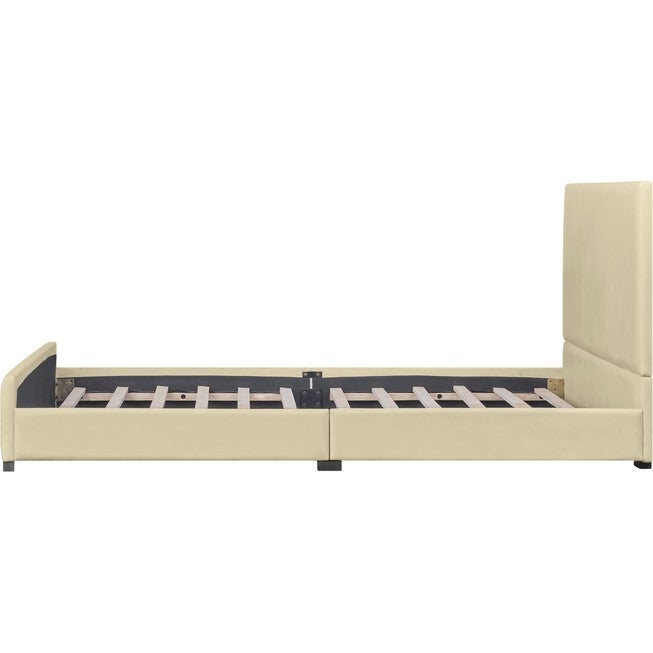 Abbey Platform Bed, Beige, Queen, BEIGE, alternate image number 4