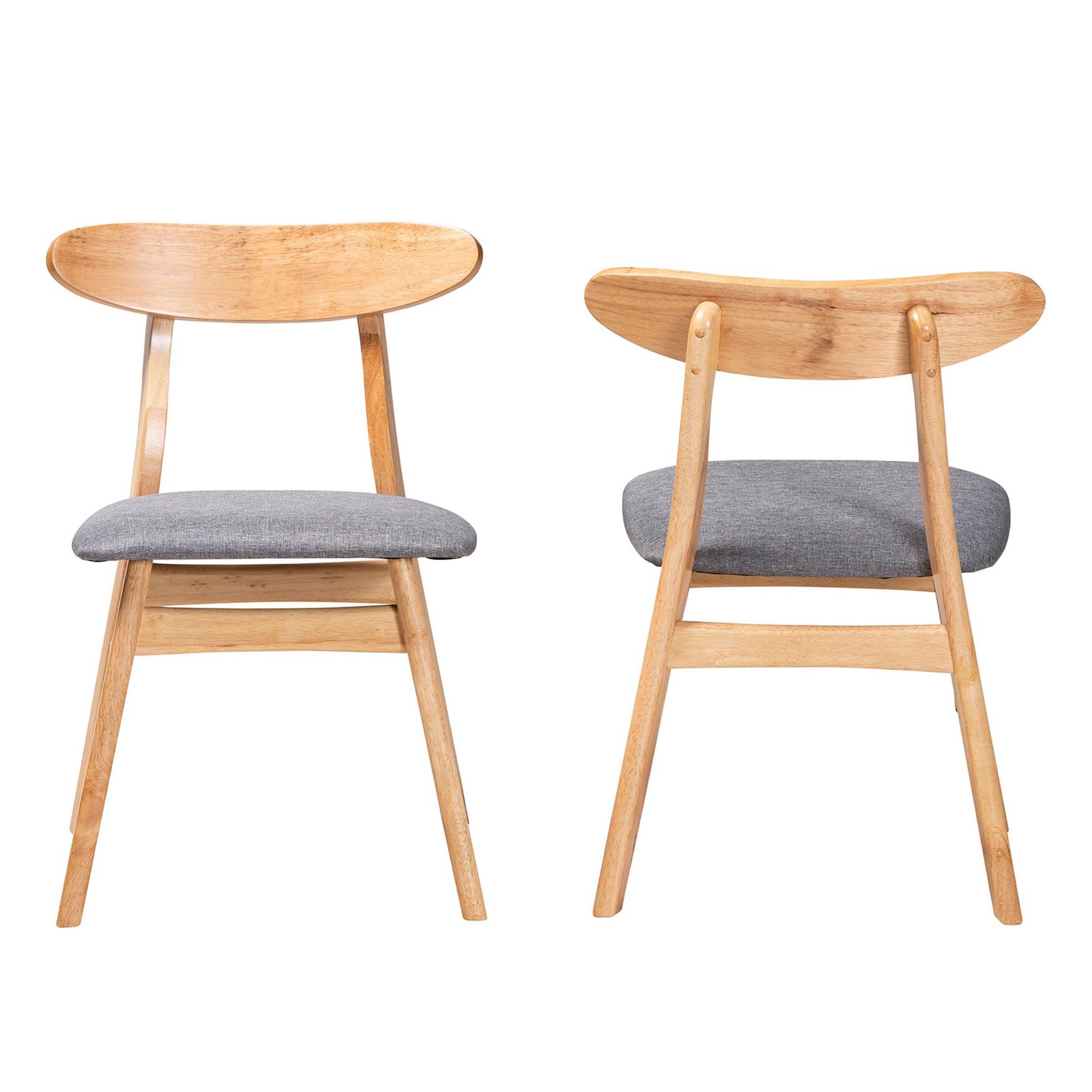Ulyana Mid-Century Grey Fabric And Natural Brown Finished Wood 2-Piece Dining Chair Set, , on-hover image number 1