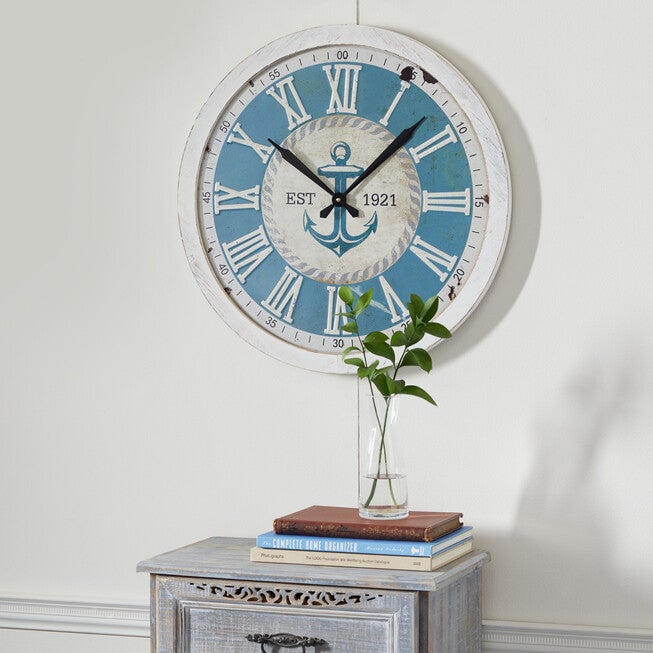 White Coastal Wood Wall Clock, , alternate image number 8