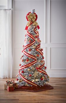 6’ H Pre-Lit Flocked Pop-Up Tree