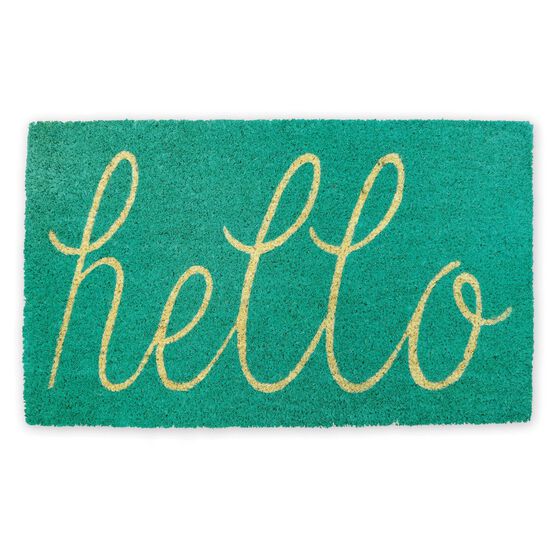 Aqua Hello Doormat, BLUE, hi-res image number null