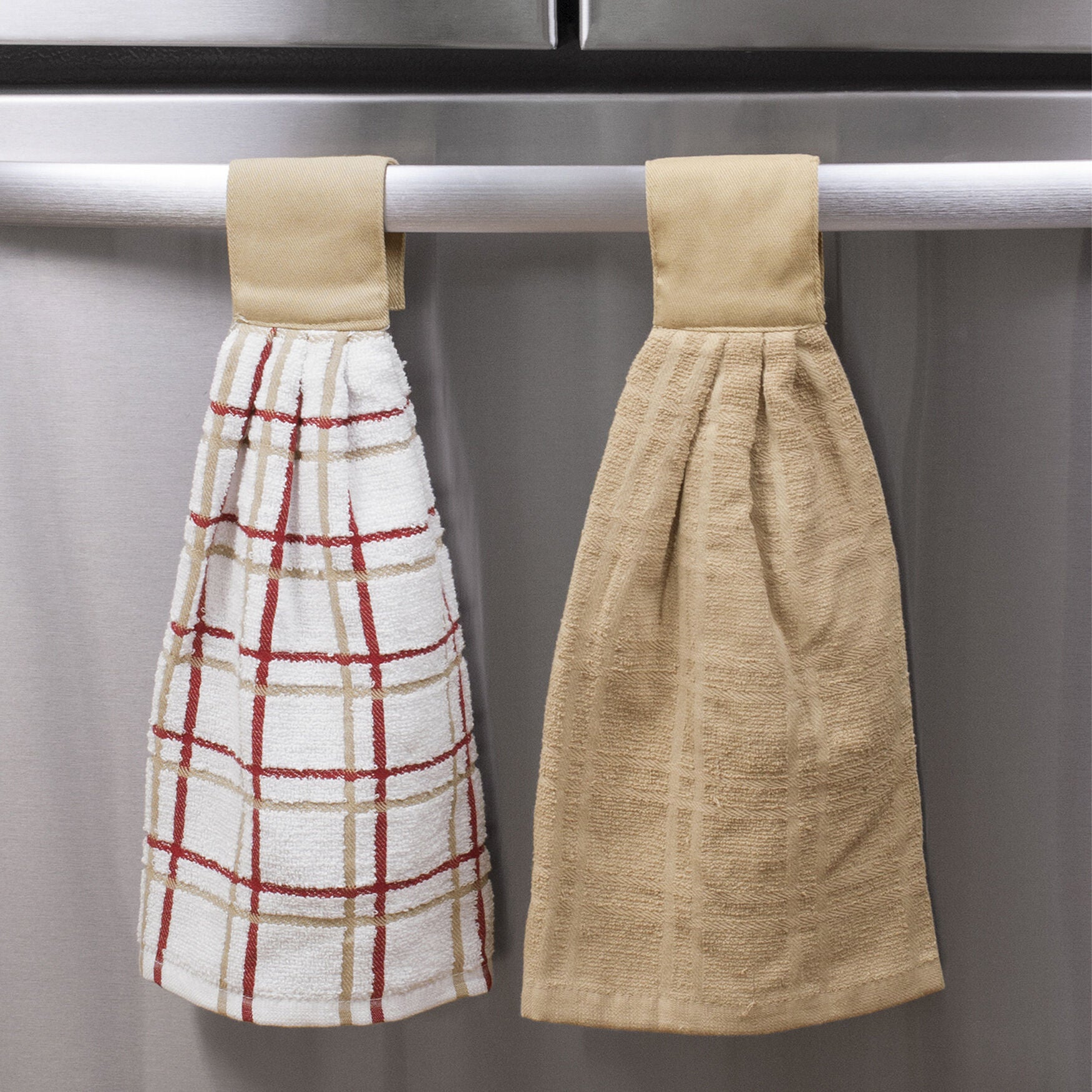 Solid And Multi Check Kitchen Tie Towel, Set Of Two, , alternate image number 6