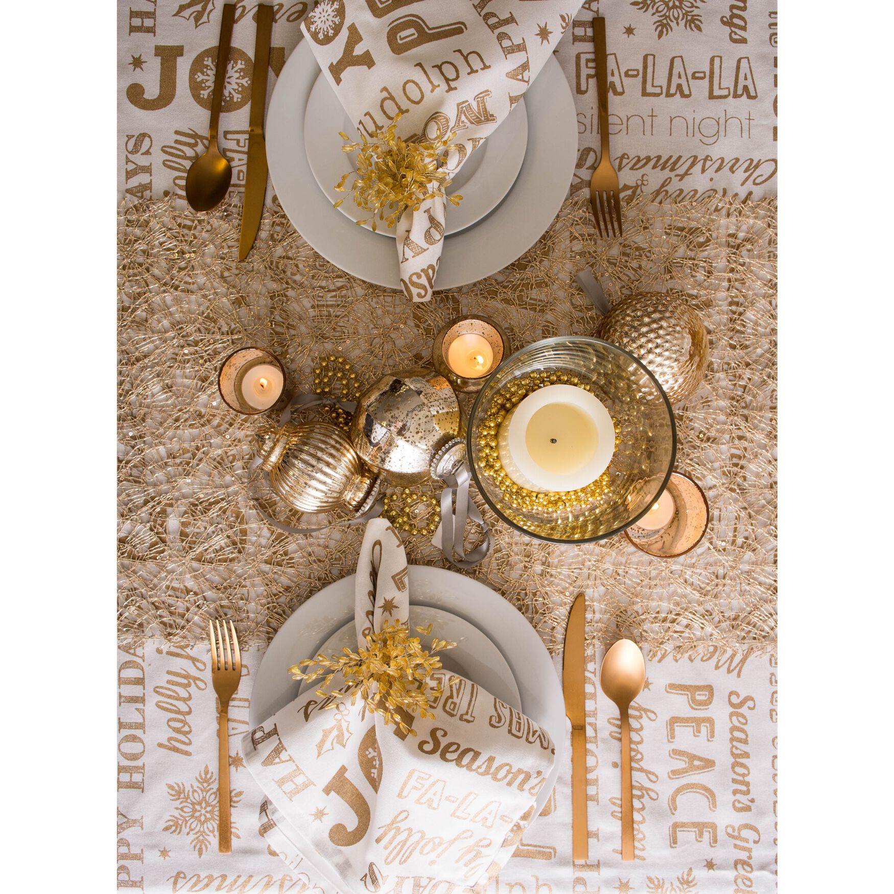 Gold Christmas Collage Napkin, Set of 6, , alternate image number 5