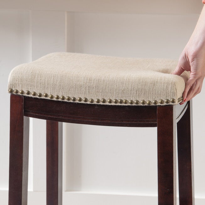 Claridge Linen Upholstered Seat Bar Stool, , alternate image number null