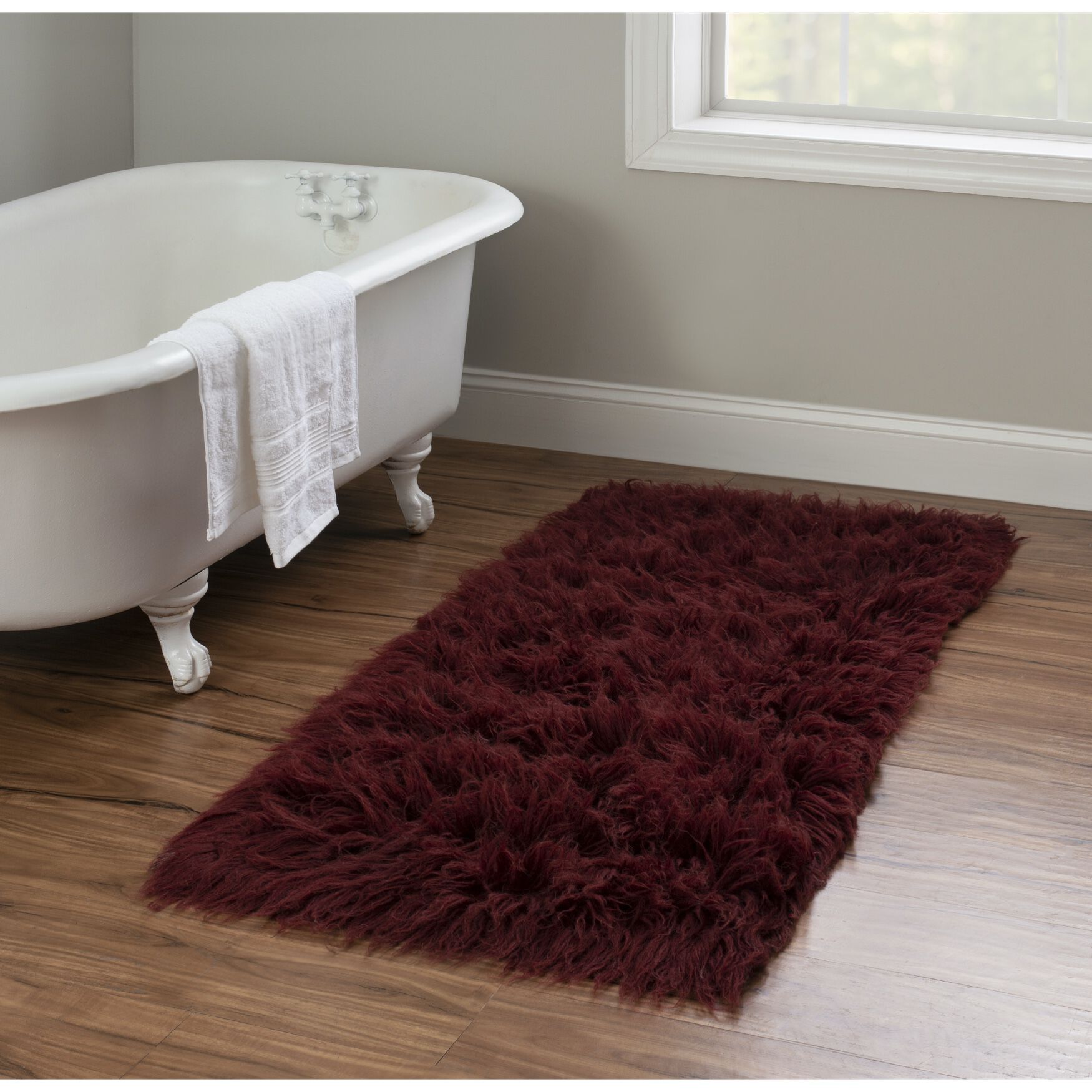 Flokati Burgundy Rug, , on-hover image number 1