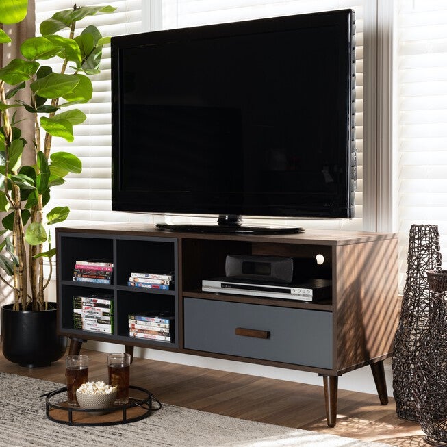 Garrick Two-Tone Wood 1-Drawer Tv Stand Furniture, , alternate image number null