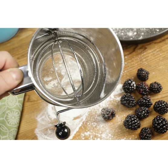 Crank Style Stainless Steel 5 Cup Flour Sifter Woman Within