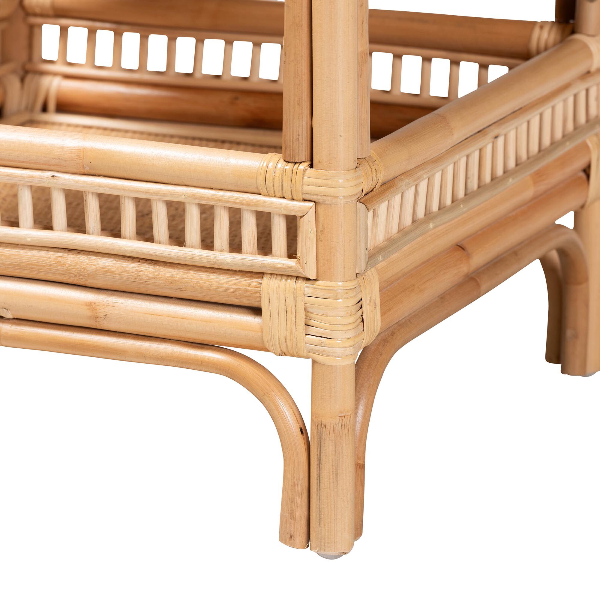 Lombok Modern Bohemian Natural Rattan End Table, NATURAL, alternate image number 5