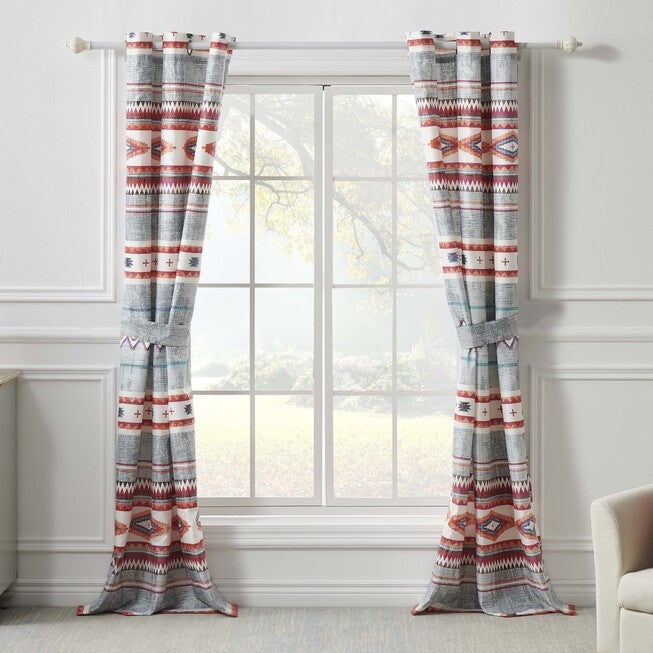 Kiva Western Boho Curtain Panels, Set Of 2 With Tiebacks, , on-hover image number 1