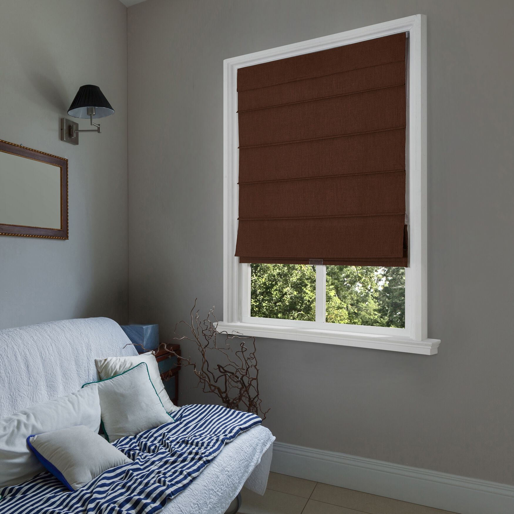 Cordless Blackout Fabric Roman Shades, CHOCOLATE, hi-res image number 0