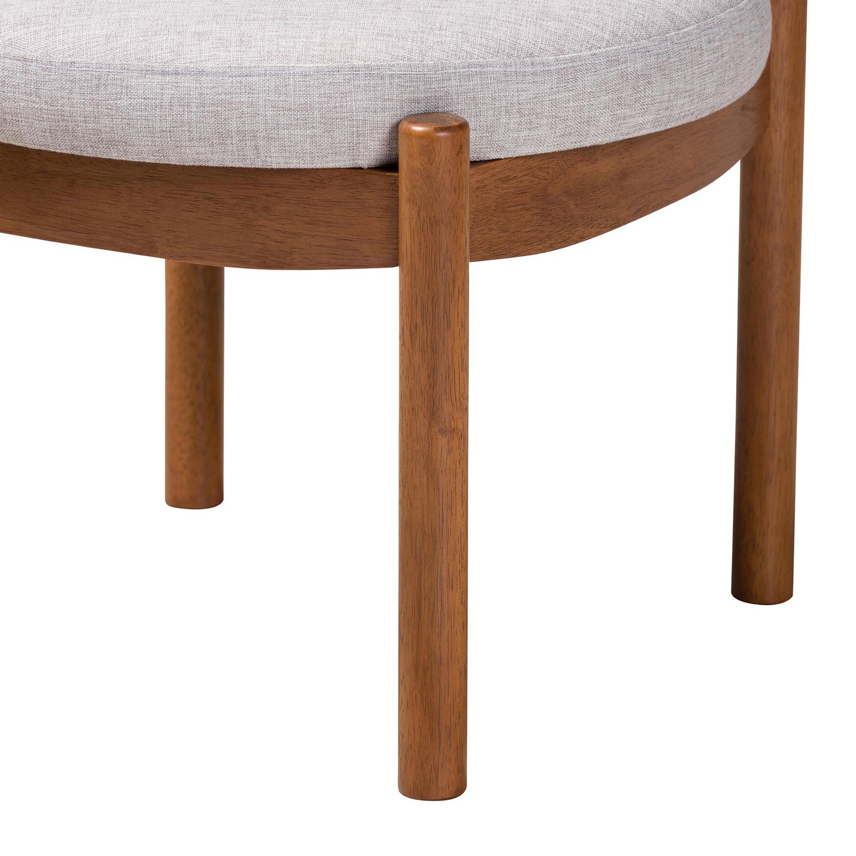Iliana Japandi Dark Grey Fabric And Walnut Brown Finished Wood Ottoman Footstool, , alternate image number 2