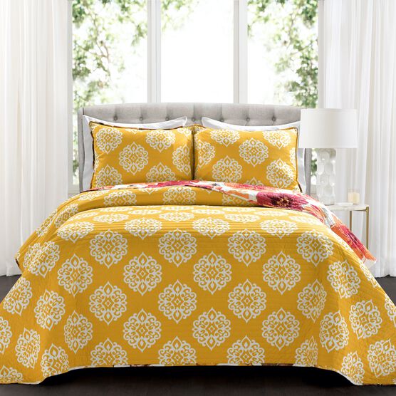 Lush Décor Leah Quilt Blue 3Pc Set, , alternate image number null