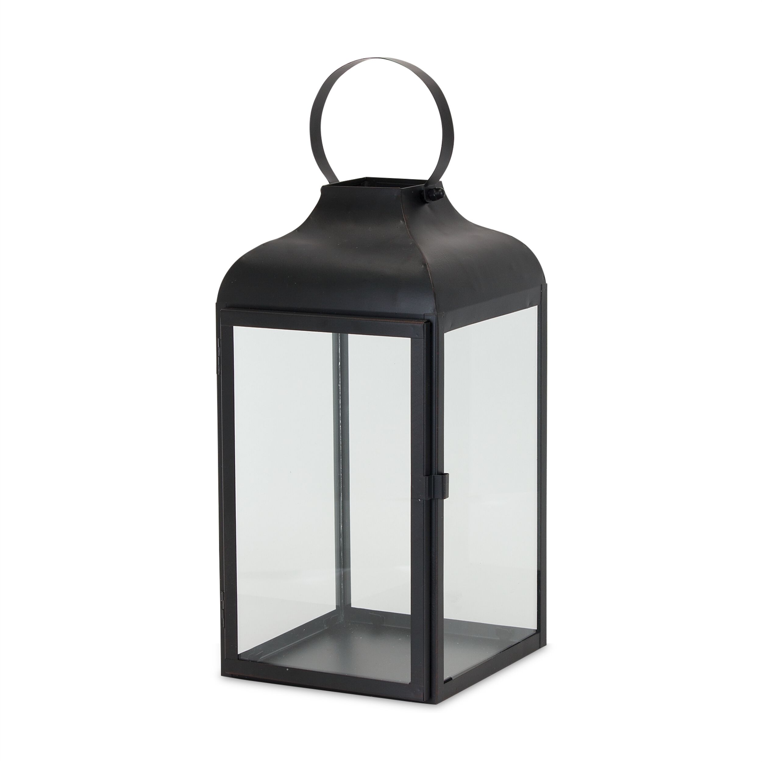 Modern Black Metal Lantern (Set of 2), BLACK CLEAR, alternate image number 3