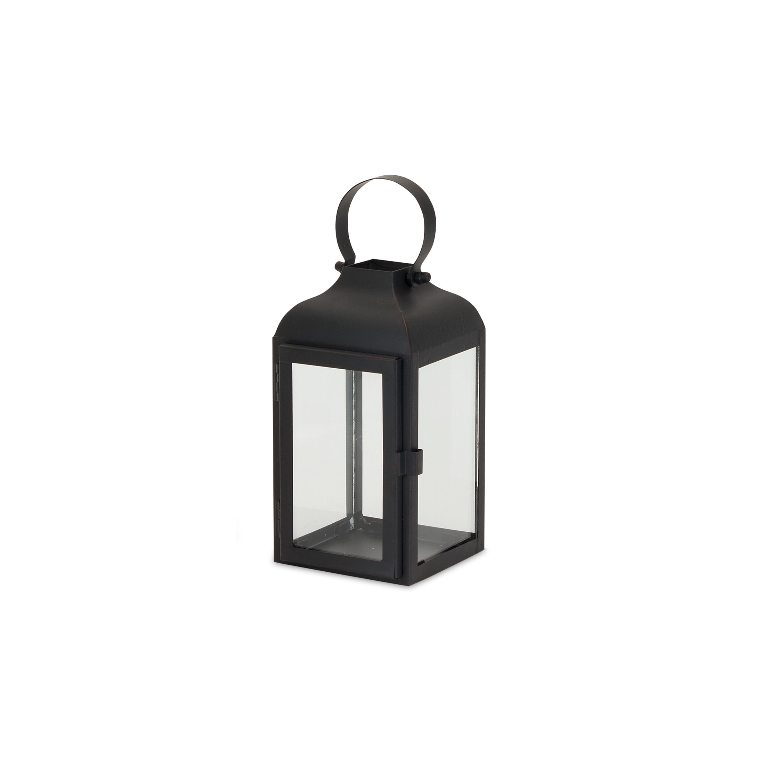 Modern Black Metal Lantern (Set of 2), BLACK CLEAR, alternate image number 5