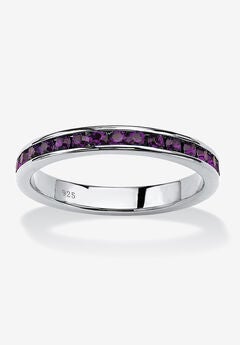 Sterling Silver Simulated Birthstone Stackable Eternity Ring