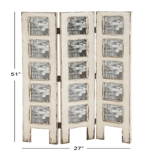 White Wood Farmhouse Room Divider Screen, 51 inches x 1 inches x 27 inches, , alternate image number 7
