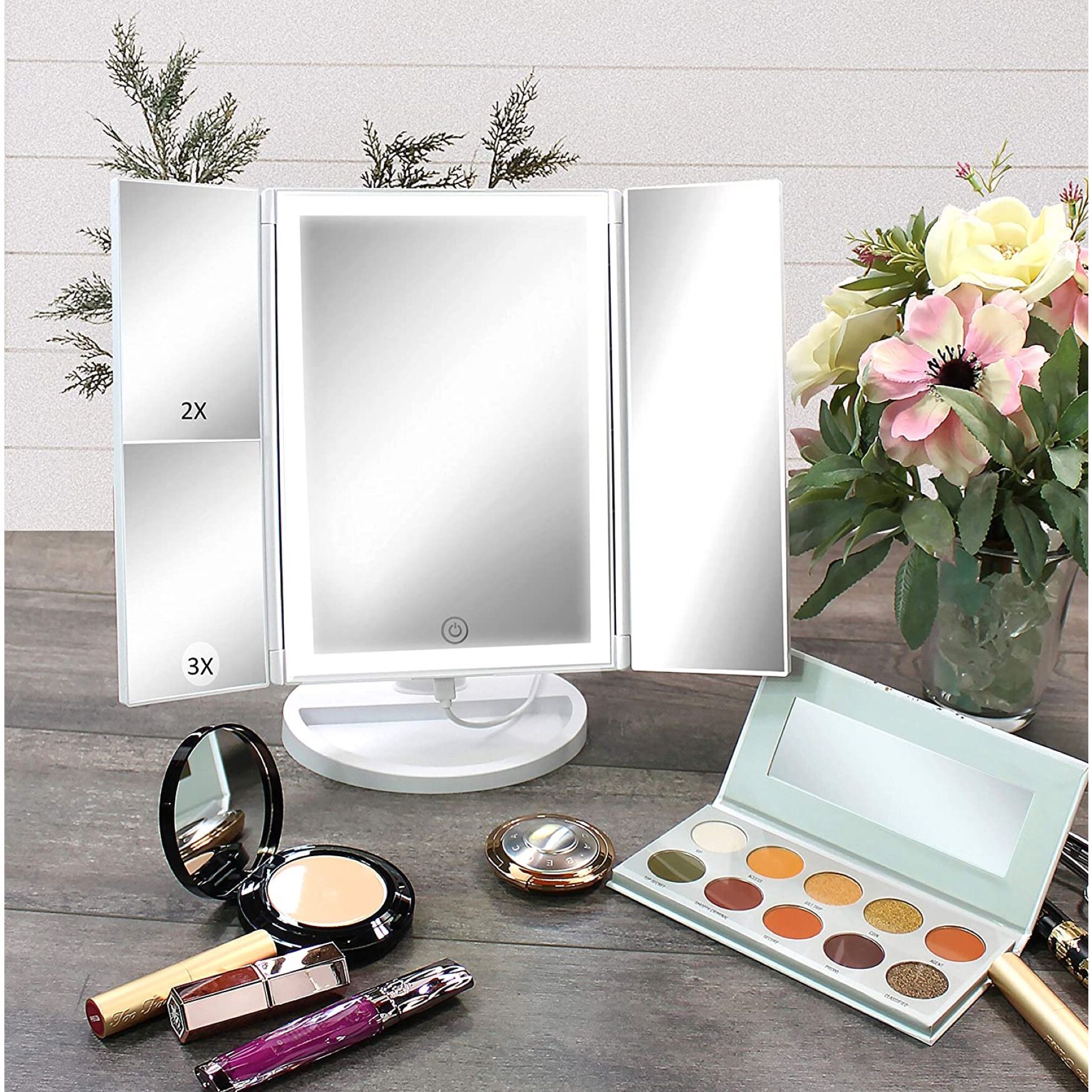 Tri-Fold Makeup Mirror With 3-Color Led Lighting, , alternate image number 5