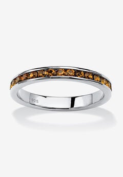 Sterling Silver Simulated Birthstone Stackable Eternity Ring