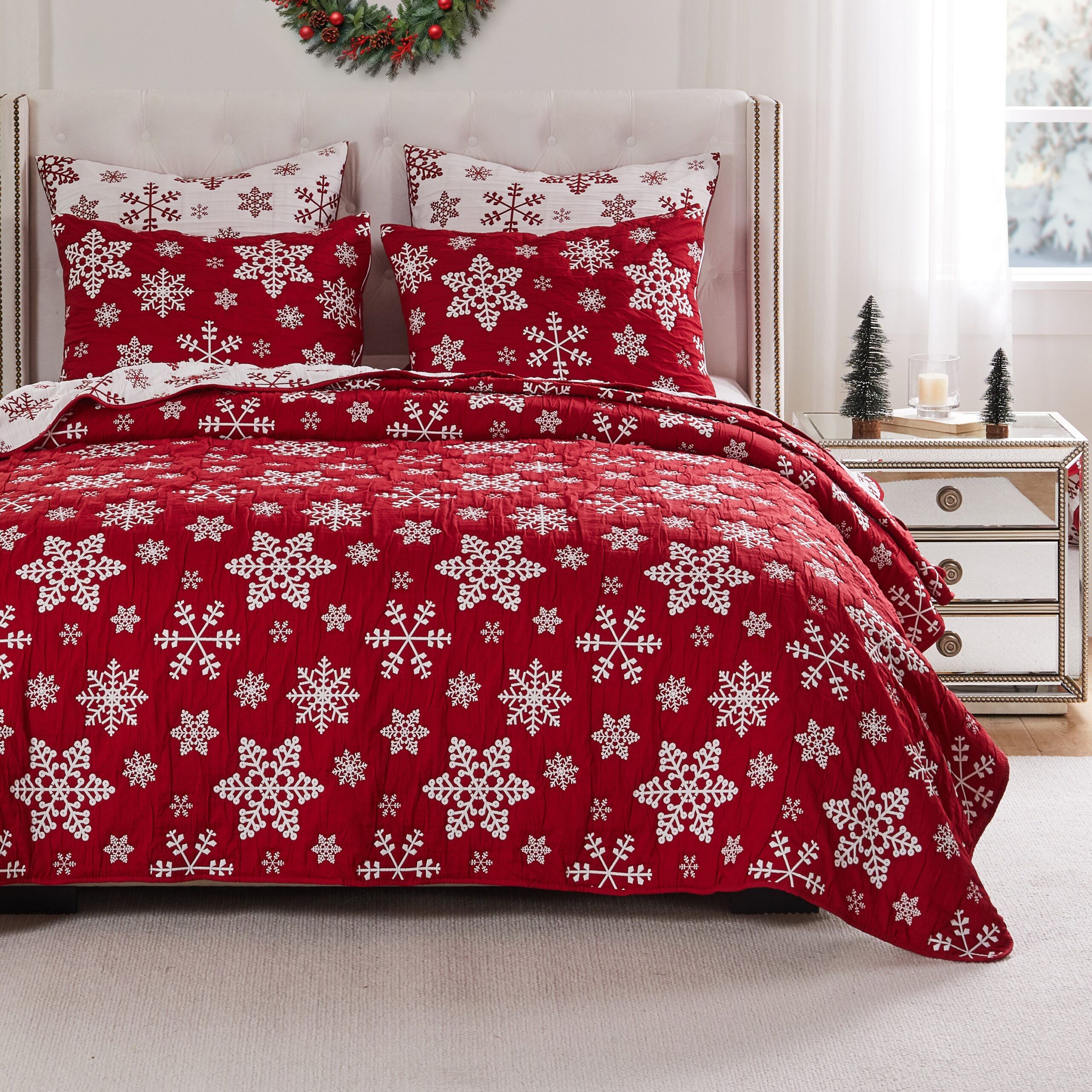 Novelty Holiday Matelass&eacute; Coverlet Set, SNOWFLAKE, alternate image number 2