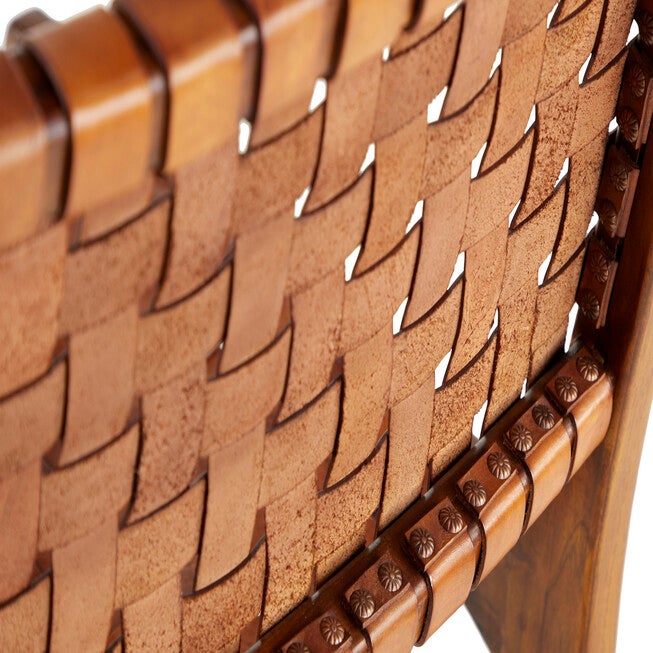 Brown Leather And Teak Contemporary Dining Chair Dining Chair, , alternate image number null