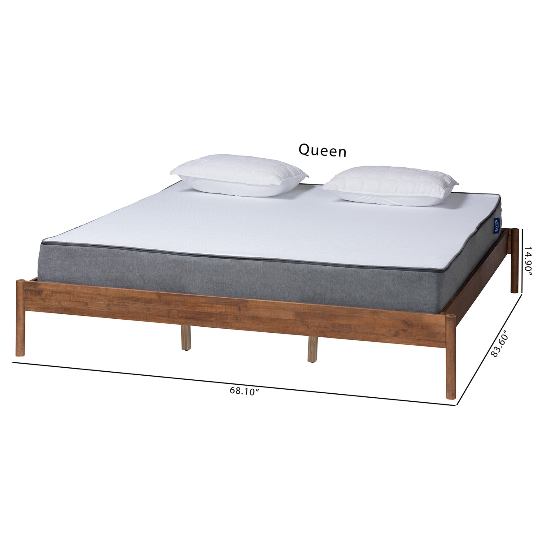 Agatis Mid-Century Modern Ash Walnut Finished Wood Bed Frame, , alternate image number 4