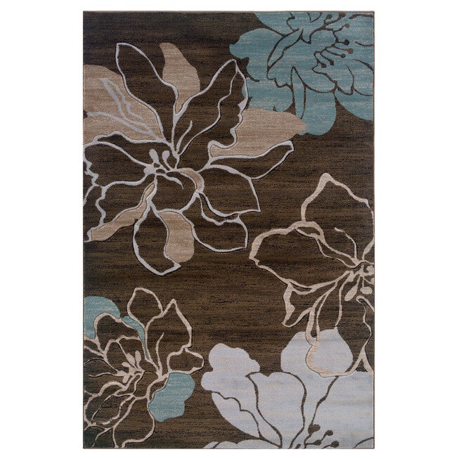 Milan Chocolate/Aqua 8'X10' Area Rug, CHOCOLATE AQUA, hi-res image number null