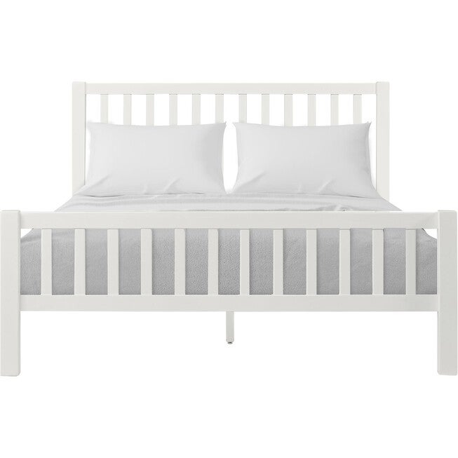 Hampton Wooden Platform Bed in Oak, Queen, WHITE, hi-res image number 0
