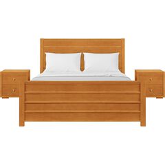 Caroline Wooden Platform Bed in Cherry, King with 2 Nightstands
