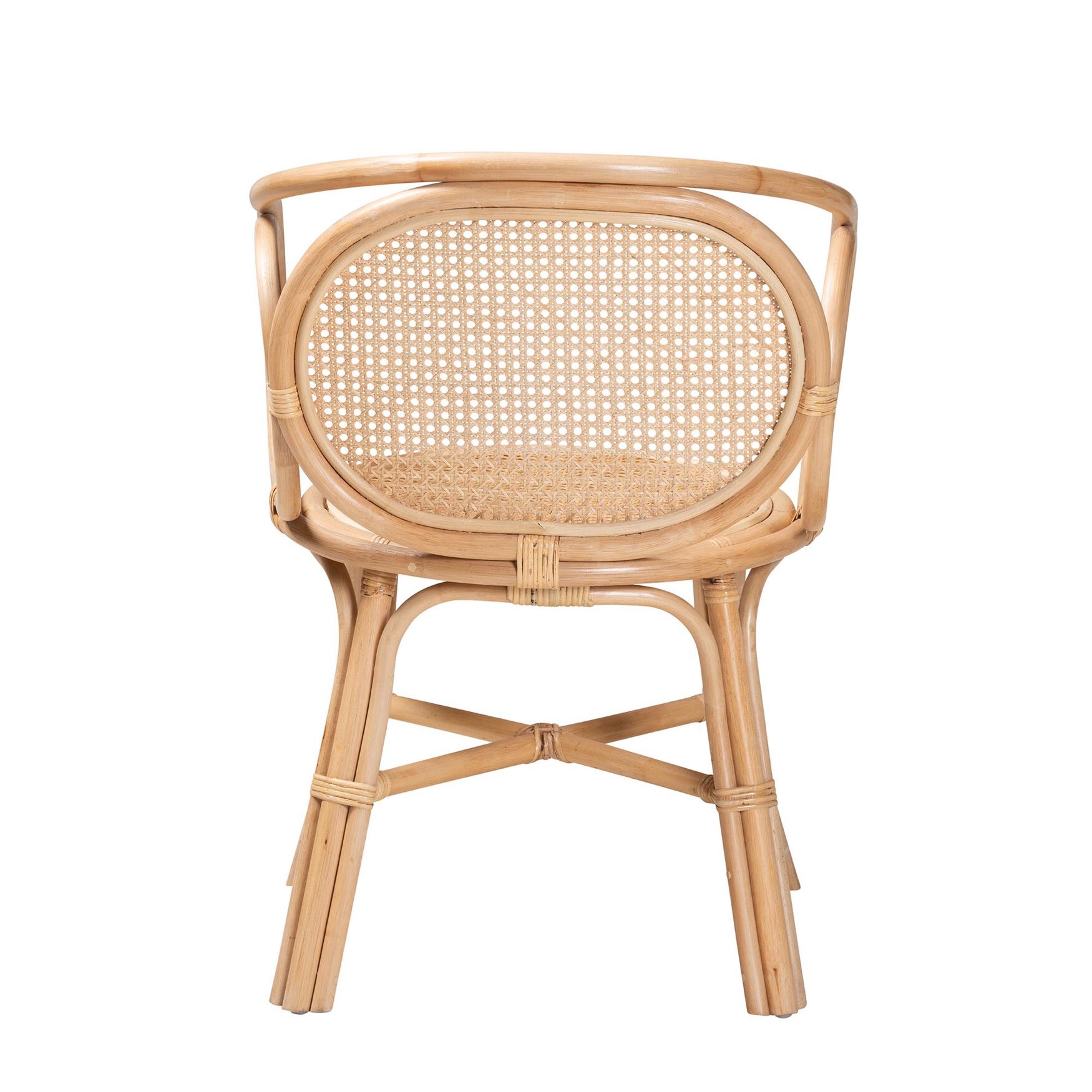 Palesa Modern Bohemian Two-Tone Black And Natural Brown Rattan Dining Chair, , alternate image number 3
