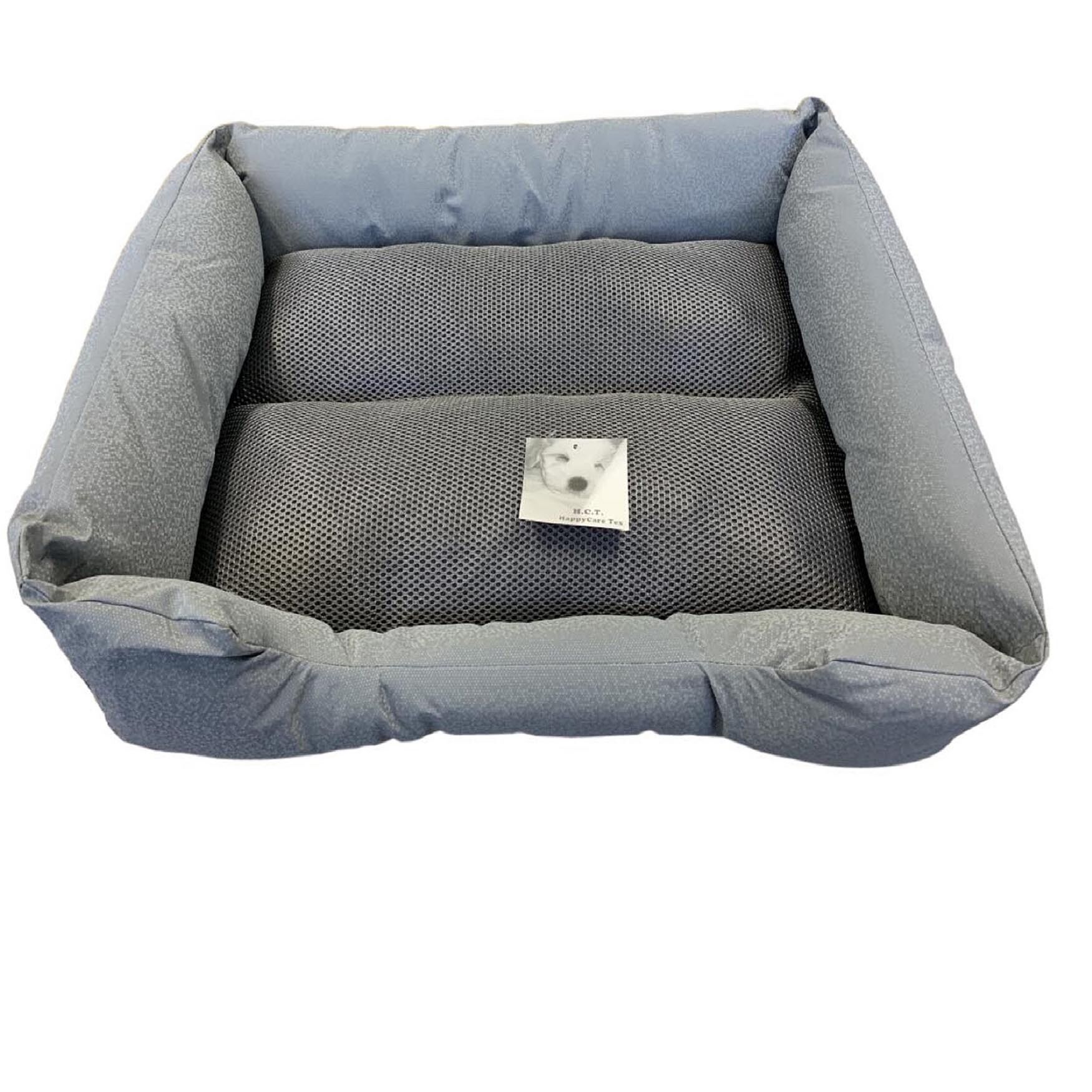 SELF COOLING EMBOSSED FAUX LEATHER DOG BED- GRAY Medium size, GRAY, hi-res image number 0