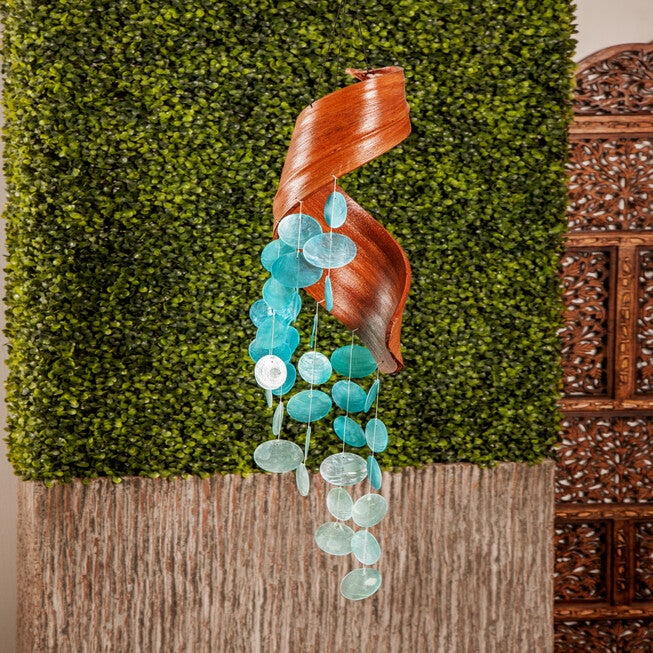 Teal Capiz Coastal Windchime, , alternate image number null