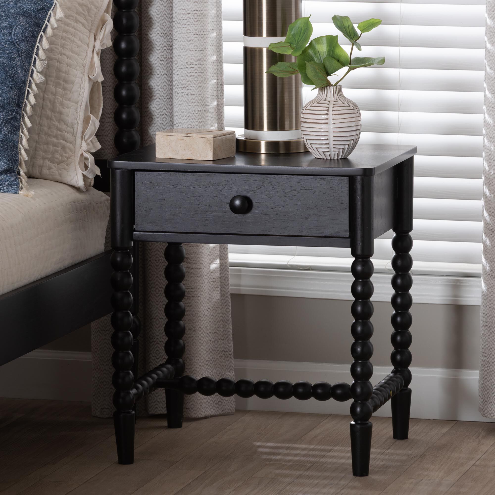 Brantley Spindle Nightstand, BLACK, hi-res image number 0