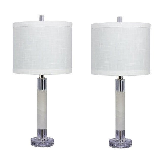 26 inches White Marble & Crystal Table Lamp, , on-hover image number null