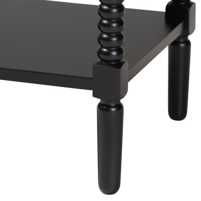 Baxton Studio Braith Farmhouse Black Spindle Wood 1-Drawer Nightstand, BLACK, alternate image number null