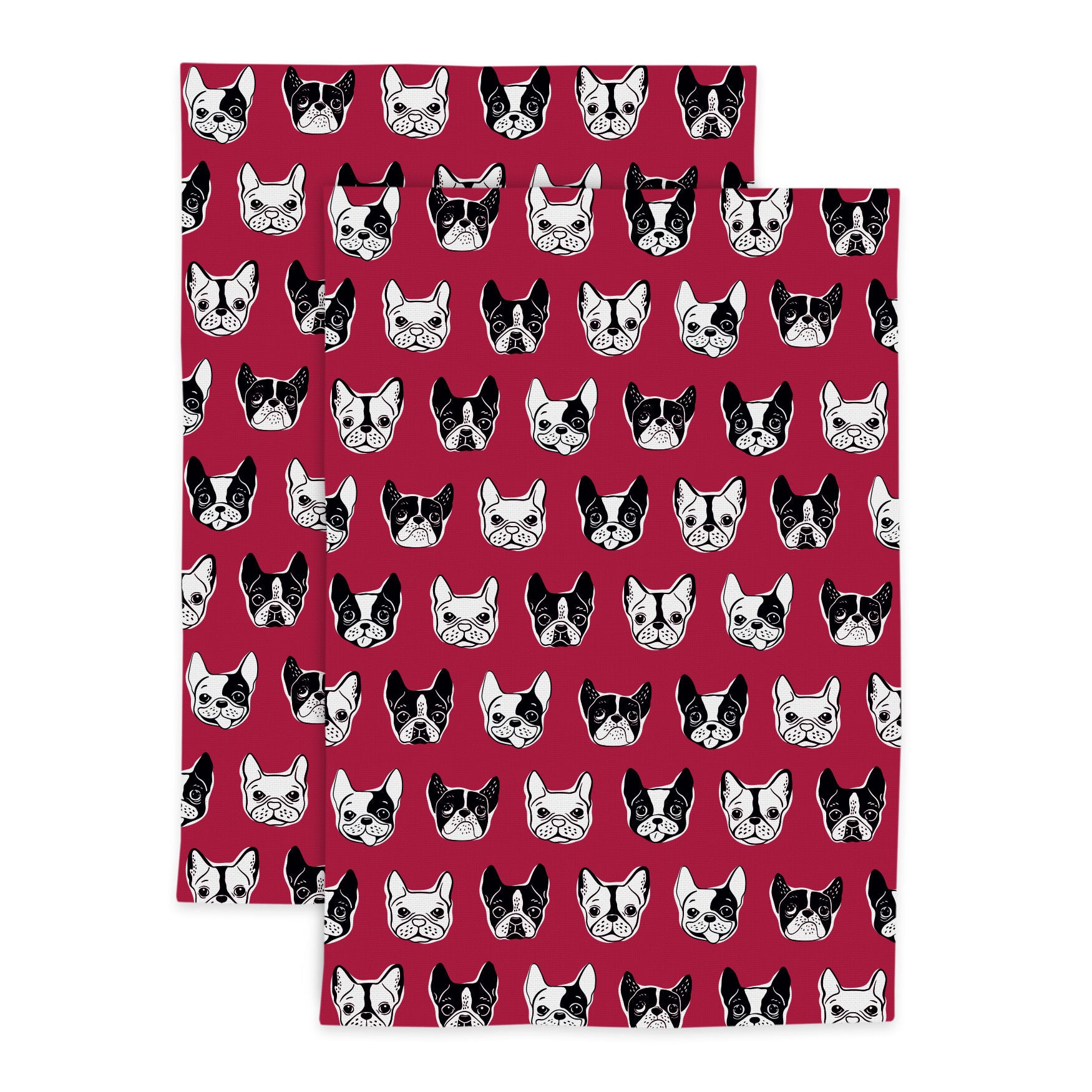Pet Animal Designer Print Kitchen Dish Towel, Set 2, RED WHITE, hi-res image number 0