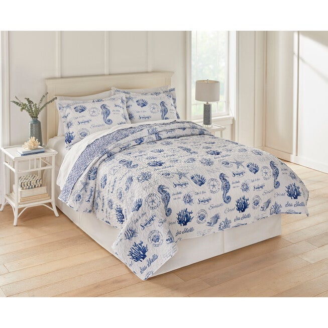 3-PC Marina Coastal Coverlet Set, BLUE, hi-res image number null