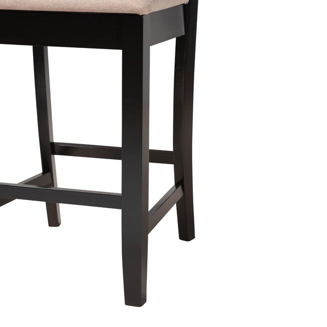 Deanna Modern Beige Fabric And Dark Brown Finished Wood 2-Piece Counter Stool Set, , alternate image number null
