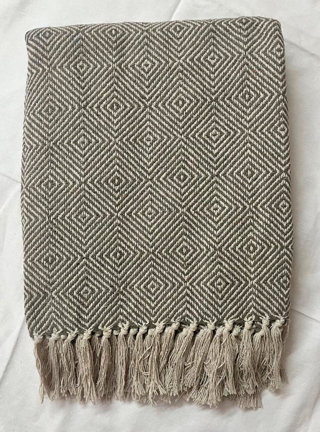 Diamond Woven Throw, BEIGE, hi-res image number 0