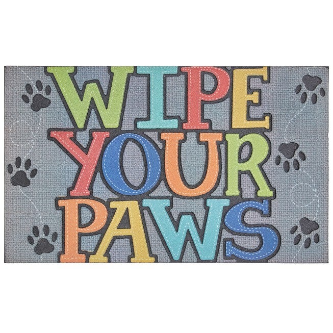 Wipe Your Paws Gray 1' 6 inches X 2' 6 inches, GRAY, hi-res image number 0