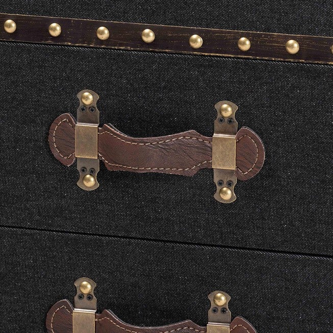 Agatha Vintage Black Canvas 2-Drawer Storage Trunk, BLACK, alternate image number 6