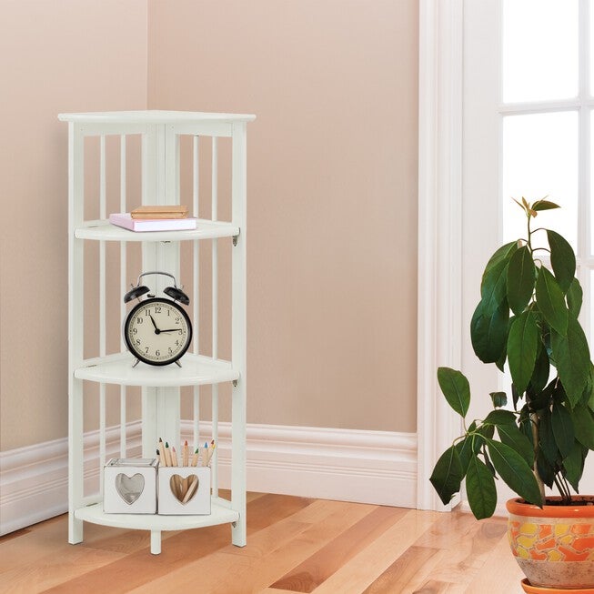 4-Shelf Corner Folding Bookcase-White, , alternate image number 8
