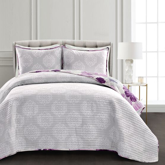 Lush Décor Leah Quilt Blue 3Pc Set, , alternate image number null